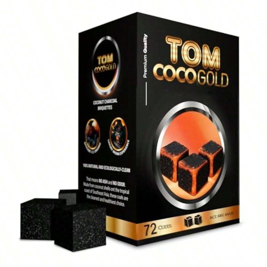 Tom Coco 72  Charcoal Cubes 25 Mm Coals Coconut Charcoal For Grilling And Relaxation 1