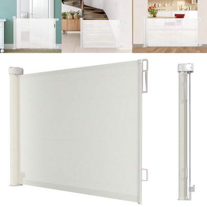 Huini Retractable Gate For Babies And Pets, Portable Safty Door Gate, Extra Wide130cm Mesh Stair Baby Gate, One Handed Silent Operation, Retractable Dog Gate, For Outdoor/Stairs/Doorways/Hallways