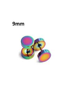 1 件不锈钢圆盘杠铃耳环，男女通用，适合日常佩戴