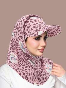 1 pieza Conjunto de cuello y pasamontañas con estampado de moda para ciclismo para mujeres