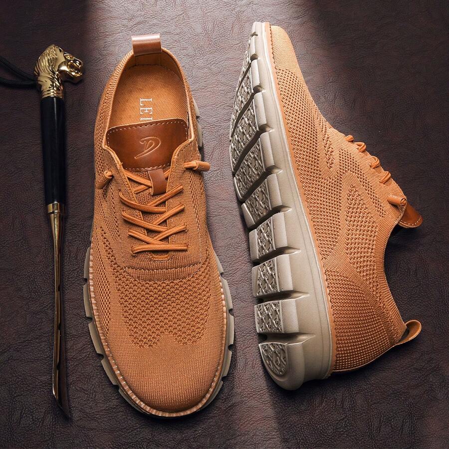 Plus Size Men's Shoes Breathable Mesh Breathable Casual Shoes Sports Men's Sports Casual Shoes - 土黃 - 查看 1