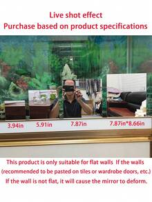 6 件加厚亚克力镜面墙贴，自粘装饰镜，适用于浴室、客厅、卧室、衣柜、全身镜，创意装饰 - 銀色 - 查看 7