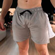 Men's 2-In-1 Bermuda Shorts Gym Running Fitness With Compression Workout - Grey - View 5