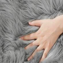 1pc Nordic Style Plush Chair Cushion, Soft & Skin-Friendly Gray Fur Seat Pad, Suitable For Christmas, Thanksgiving And New Year Decoration, Home Decor For Living Room, Bedroom, Bathroom Or Kitchen, Bedroom Rug, Decorative Carpet, Small Rug, Carpet, Home Decor, Living Room Rug - Grey - View 7