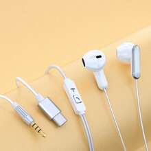 兼容 16 的 Type-C 数字耳机，舒适入耳式耳机，HiFi 立体声有线入耳式耳机，带麦克风和通话控制 - 彩色 - 查看 1