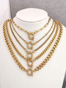 1 Piece. Fashionable Stainless Steel Pendant Necklace With Sailor Clasp. DIY Suitable For Both Men And Women. Thick And Thin Geometric Design. Waterproof And Non-Fading. Hip-Hop And Punk Style. Simple And Elegant. Vacuum Electroplated. Length: 45 Cm. Give Gifts To One's Girlfriend Or Boyfriend On Special Occasions.