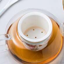 Jusalpha Vintage Light Blue Floral Fine China Tea Setscoffee Cupteacup Saucer Spoon Set With Teapot Warmer Filter Serve Of 4 16pc In 1 Set FD Glass Pot Set 07 - As Pic - View 5