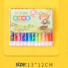 12/24 bút sáp màu Jumbo dễ thương, 12 màu/24 màu, bút sáp màu lớn, mịn, có thể giặt được, dùng để tô màu, vẽ - Nhiều màu - Xem 7
