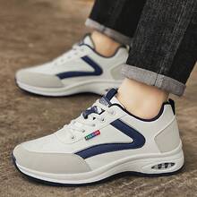 Męskie buty sportowe na co dzień – oddychająca, niska cholewka, granatowe akcenty, wytrzymała cholewka z poliuretanu i podeszwa z tworzywa PVC, wygodne do ćwiczeń, chodzenia i codziennego noszenia o każdej porze roku