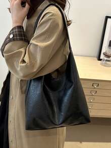 Bolso de mano de mujer de moda vintage, de gran capacidad y cuero suave, set de 2 piezas de bolso de hombro de cuero PU, adecuado para uso diario, ir a la oficina, estilo universitario, estudiante universitario