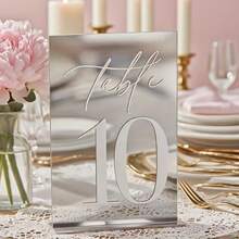 Wedding Table Number C Position! Gold/Silver Mirror Acrylic Material With Stand, Numbered 1-40 Available, Helps Guests Quickly Find Seats, Witness The Romance And Thoughtfulness Of The Wedding With Exquisite Table Numbers, Luxurious Feel, Serves As Seating Guide And Adds Upscale Ambiance To The Wedding Venue - Multicolor - View 8