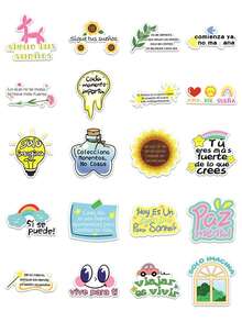 50 Stücke Spanien inspirierte ästhetische Aufkleber-Pack, süße Cartoon Belohnungs-Aufkleber, motivierende Aufkleber, wasserfeste Vinyl-Aufkleber in Großpackung für Wasserflasche, Skateboard, Gepäck, Laptops, Stoßstange, Themen-Party Zubehör