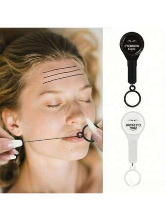 1 件装 微刀片尺 导线 粘合剂 永久眉毛纹身定位 导线 眉毛绘画辅助器 伸缩导线工具