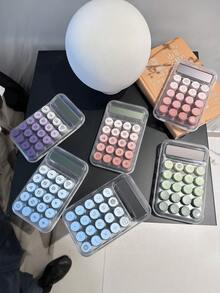 1pc Transparent Dopamine Mechanical Keypad Calculator, 10-Digit Large Display, High-Quality Material, Fashionable Design For Women, High-Quality And Cost-Effective, Suitable For Finance, Accounting, Students, Office Use, School Supplies, Back To School