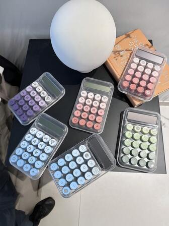 1pc Transparent Dopamine Mechanical Keypad Calculator, 10-Digit Large Display, High-Quality Material, Fashionable Design For Women, High-Quality And Cost-Effective, Suitable For Finance, Accounting, Students, Office Use, School Supplies, Back To School