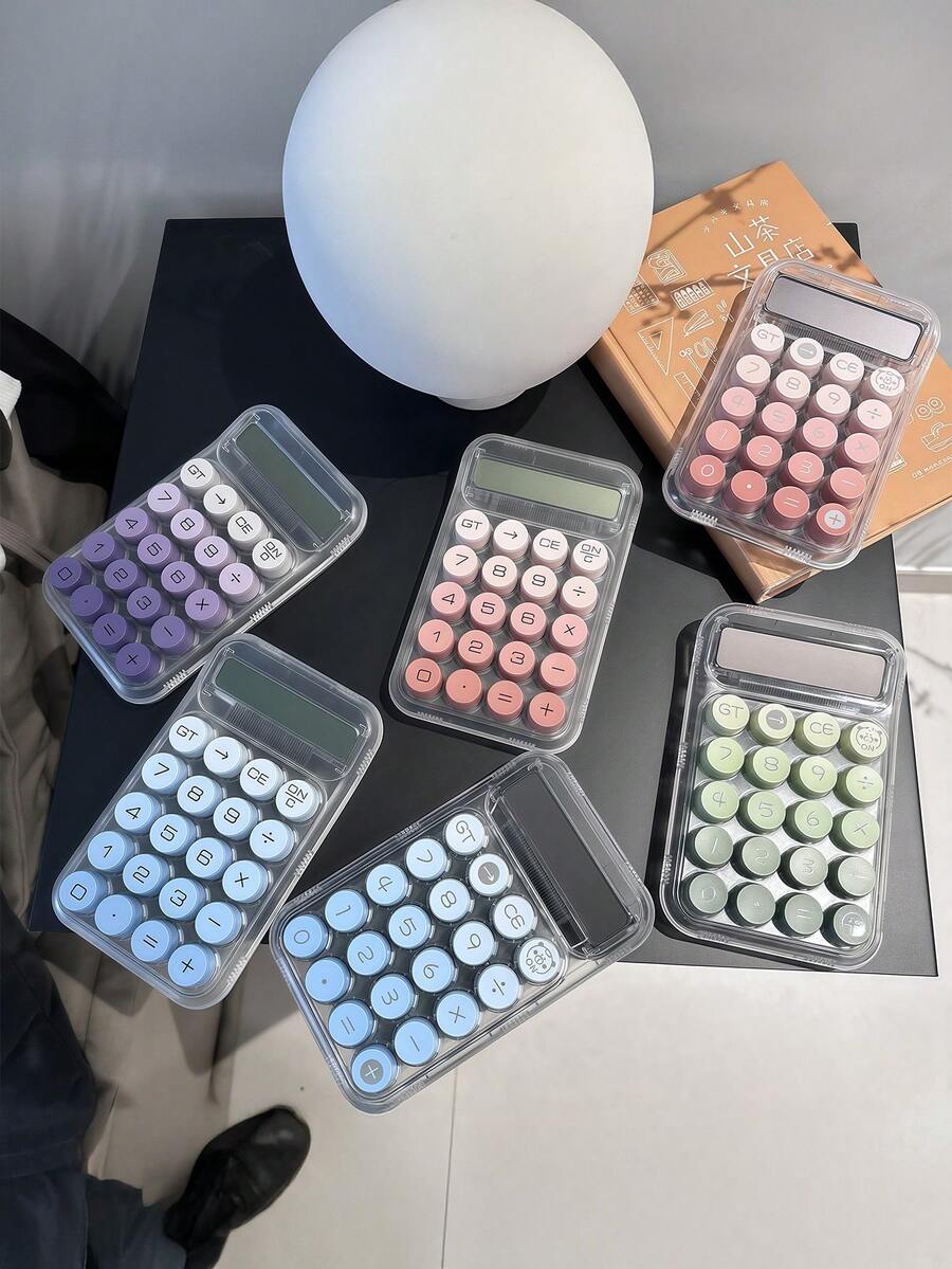 1pc Transparent Dopamine Mechanical Keypad Calculator, 10-Digit Large Display, High-Quality Material, Fashionable Design For Women, High-Quality And Cost-Effective, Suitable For Finance, Accounting, Students, Office Use, School Supplies, Back To School
