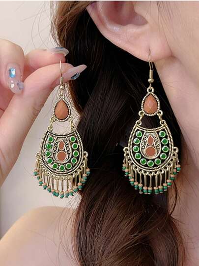 1 Pair Vintage Tassel Earrings For Women, Suitable For Ladies Vacation, Party, Holiday, Couple Date, Birthday Gift, Mother's Day Present