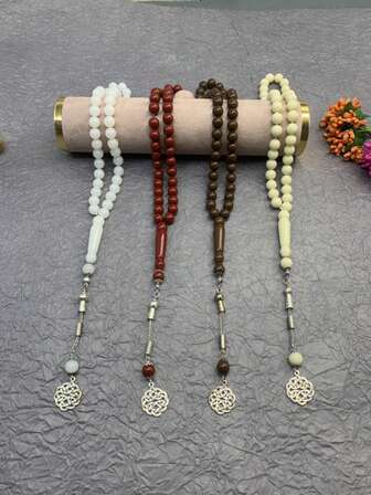 1 pieza 45 cuentas de 10mm, regalo de cuentas de oración para hombres, rosario musulmán de Eid Al-Adha, nudo chino, que significa paz, bendición y , pulsera de cuentas de oración