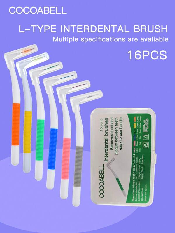 16 tubos COCOABELL Cepillo interdental, Cepillo interdental, Cepillo interdental, Herramienta de limpieza de espacio interdental con cerdas suaves para ortodoncia, Rejilla dental, Cepillo dental para limpieza de espacio interdental, Tipo I Mango recto portátil para viajes, 6 especificaciones de cabezal de cepillo (0.4mm, 0.6mm, 0.7mm, 0.8mm, 1.0mm, 1.2mm), Con tapa de polvo independiente, Reutilizable