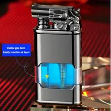 TODINIO Encendedores de antorcha Recargables repetidamenteMágicos de dragón de Doble Llama con Herramientas de Ajuste encendedores a Prueba de Viento con Ventanas de Combustible visibles - Nergo - Ver 5