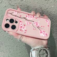 Cherry Blossom Branch Pattern Design, Pink Cute Mobile Phone Case, Suitable For IPhone16 15 14 13 12 11, Pro Max Plus Mini X Xsman And Galaxy S25/S25Plus/S25Ultra/S24/S24Ultra/S24FE/S23/S23Ultra/S22/S22Ultra And Other  Mobile Phones - Hồng - Xem 6
