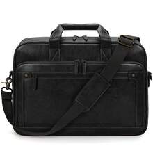 NEWHEY 16英寸男士真皮笔记本电脑包，复古斜挎包，大号单肩办公笔记本电脑包，复古学院风双肩包，适合工作、商务、旅行 - 彩色 - 查看 13