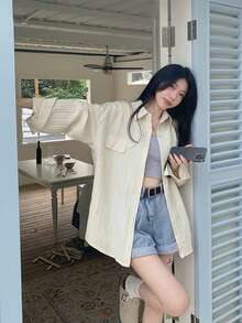 时尚长袖防晒衫，独特又与众不同 - 杏色 - 查看 8