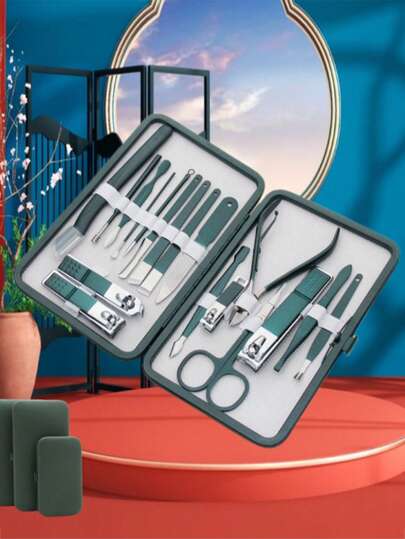 18 Piece Professional Nail Care Set - Complete Set Of Nail And Foot Trimming, Including Tools, Nail Clippers, Files, And Storage Boxes - Travel Or Home Beauty Set