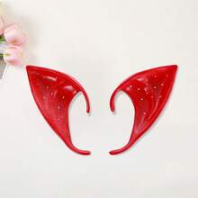 Halloween Cosplay Elf Ears Mushroom Flower Crystal Design Fairy Ear Accessories For Women Party Costume - Red - View 4
