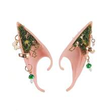 Halloween Cosplay Elf Ears Mushroom Flower Crystal Design Fairy Ear Accessories For Women Party Costume - 綠色 - 查看 6