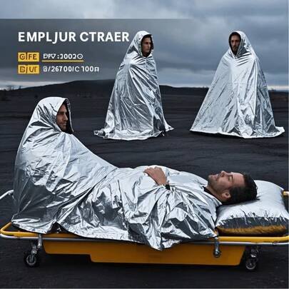 1 cobertor térmico de emergência para áreas externas: material de folha de alumínio, refletivo de calor, à prova d'água, previne hipotermia. Sinal de resgate leve e compacto, válido por 12 meses.