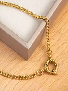 1 Piece. Fashionable Stainless Steel Pendant Necklace With Sailor Clasp. DIY Suitable For Both Men And Women. Thick And Thin Geometric Design. Waterproof And Non-Fading. Hip-Hop And Punk Style. Simple And Elegant. Vacuum Electroplated. Length: 45 Cm. Give Gifts To One's Girlfriend Or Boyfriend On Special Occasions.