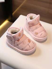 1 Pair Baby Snow Boots, Cute Toddler Winter Non-Slip Warm Plush Lined Waterproof Snow Boots For Little Kids