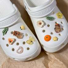 12 Stücke Capybara Blumen- und Fruchtmuster Schuh Charms, für Frauenpartys, Urlaubsgeschenke, Sommer Garten Schuhe DIY Dekoration