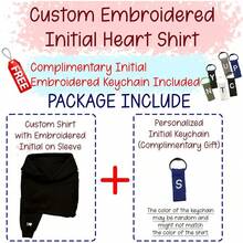 Custom Embroidered Initial Heart Hoodie Initial On Sleeve Hoodie Matching-20256688 - 黑色 - 查看 2