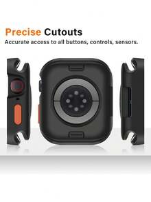 2pcs/Set Women Men Fashionable Casual Cute Soft TPU Hollow Out Protector Cover Comfortable Matte Anti-Fall Watch Case, Compatible With Apple Watch Case 40/41/42/44/45/46/49mm, For Apple Watch Series Ultra/SE/11/10/9/8/7/6/5/4, Clear+Black