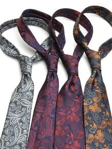 1pc Paisley Pattern Handmade Unisex Necktie, Suitable For Casual, Business, Party, Wedding - Multicolor - View 1