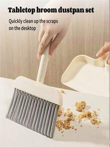 1 Piece Broom & Dustpan Set With Wooden Handle - Small In Size, Natural Wood Color, Durable Material, Suitable For Cleaning Floors, Sofas And Tables, Complete With Small Brushes, Ideal For Home And Commercial Use, Suitable For All Users - Milky White - View 6