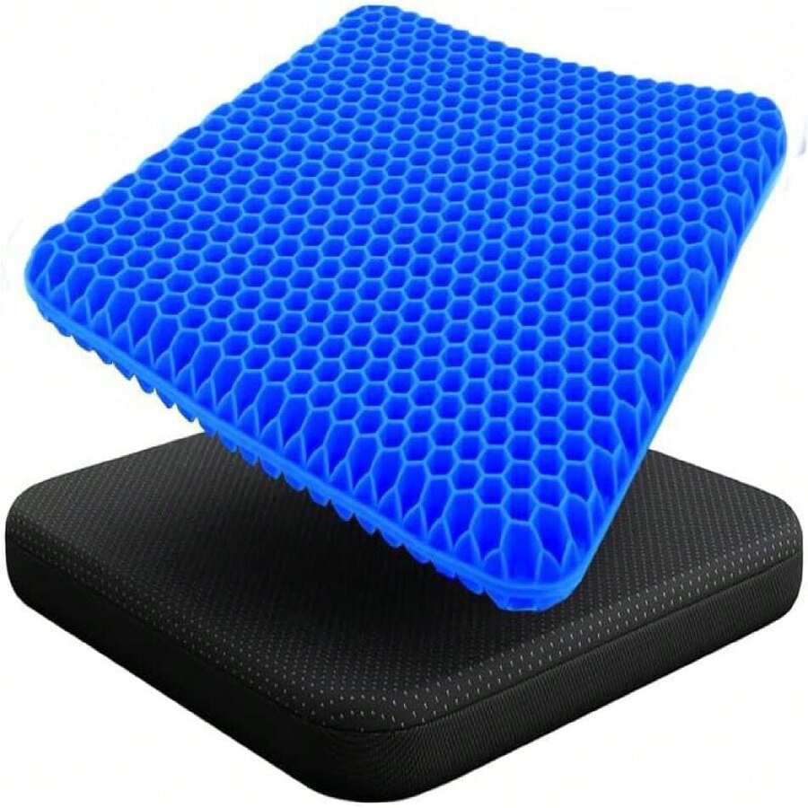 Gel Seat Cushion For Long Sitting (Large & Thick) - Pressure Relief Honeycomb Cushion For Back, Sciatica, Coccyx, Hip & Tailbone Pain | Cushion For Office Chair Pad, Wheelchair & Car,19066096 - Màu xanh lam - Xem 1