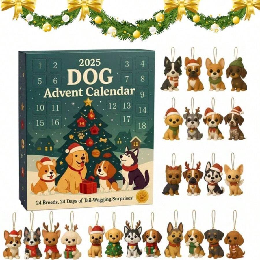 Dog Advent Calendar 2025, 24 Days Advent Calendar Dog Lovers, 24 Cute Dog Hanging Ornaments Tree, Corgis, Huskies More, Set Dog Lovers A - #A - Ver 1
