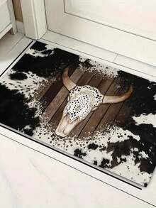 1pc Soft, Anti-Fatigue Skull Pattern Area Rug, Living Room Carpet, Rug, Living Room Area Rug, Small Area Mat, Pad, Home Decor, Large Living Room Carpet, Living Room Home Decor, Room Decoration, Washable Carpet