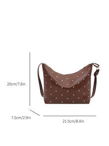 Fashionable Rivet Large Capacity Hobo Bag, Retro Shoulder Handbag, Women's Fashion Handbag And Wallet Suitable For Commuting, Y2K Connector Casual Crossbody Bag With Rivet Decoration, Adjustable Shoulder Strap, Underarm Baguette Bag, Large Capacity Retro Handheld Commuter Bag