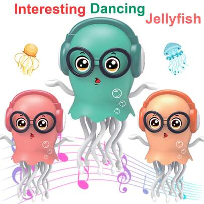 1pc Glowing Dancing Jellyfish Toy, Children's Electric Musical Crawling Robot, Smart Obstacle Avoidance + Sensory Development, Interactive Magic Gift For Boys And Girls Birthday