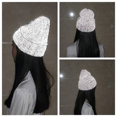 TOHUIYAN Magical Reflective Knitted Hats High Visibility Winter Warm Fleece Ski Caps Women Men Skullies Beanie Hat For Night Running Walking Cycling