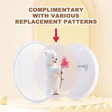 徽章制作器 1 套 DIY 圆形纽扣制作器,含 48 种图案和 48 个纽扣零件,可爱按压别针制作机礼物(部分颜色图案随机) - 彩色 - 查看 8