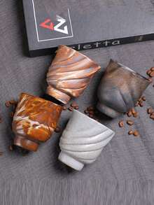 1pc 260ml Household Water Cup, Breakfast Cup, Milk Cup, Oatmeal Cup, Latte Art Cup, Creative Crackle Glaze Cup, Retro Ceramic Mug, Crackle Glaze Mug, Coffee Cup, Couple Cup, Hanging Ear Coffee Cup, Latte Art Cup - Multicolor - View 3