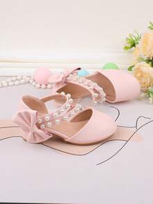 Mädchen Mode Rosa Schleife Klobige High Heel Mary Jane Schuhe, Perlen Prinzessin Kleiderschuhe für alle Jahreszeiten, formelle Party Aufführung Hochzeit Bankett Abendparty, süße niedliche Blumenmädchen Schuhe für Kleinkinder, Kinder, große und kleine Mädchen, vielseitige Kleiderschuhe - Pink - Übersicht 6