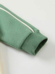 男婴长袖撞色恐龙印花连体衣，运动户外套装