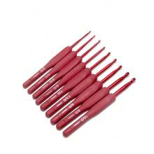 9pcs Crochet Hook Set, Red Crochet Hooks With Soft Grip Handles, Suitable For Beginners And Professionals, Includes Yarn, Knitting Needles, Etc. - Perfect For DIY Crafts, Knitting And Sewing Projects 2.0/2.5/3.0/3.5/4.0/4.5/5.0/5.5/6.0