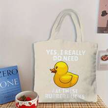 Rubber Duck Art Men Women Yellow Rubber Ducky Duck Lover Canvas Tote Bag Fashion Large Capacity Grocery Bag Women Movie Shopping Bags Handbags
